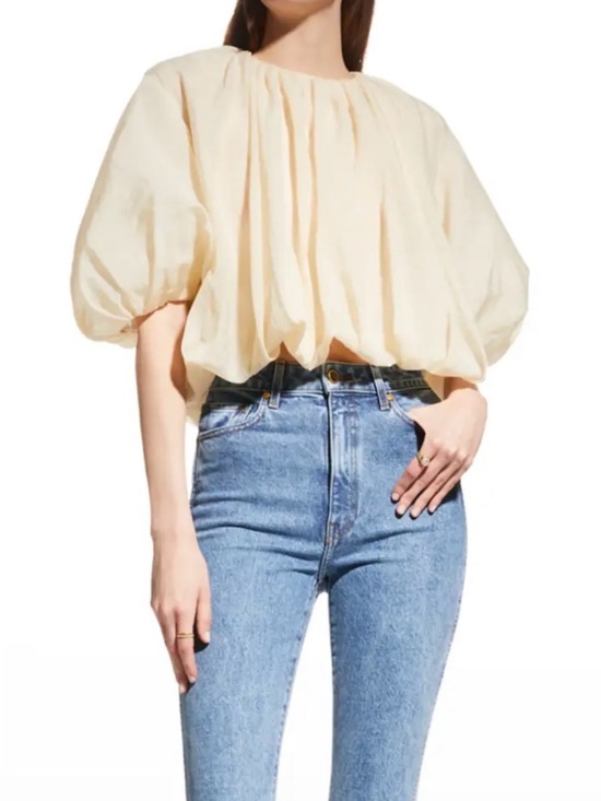KHAITE Tops - KHAITE Alma Billowy Cream Puff-Sleeve Blouse